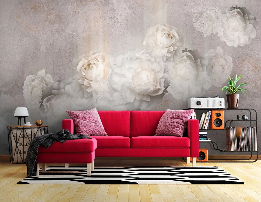 wall murals Vintage flowers on a gray background u61610
