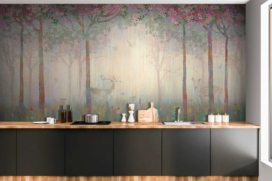 wall murals Deer in the magic forest u62100