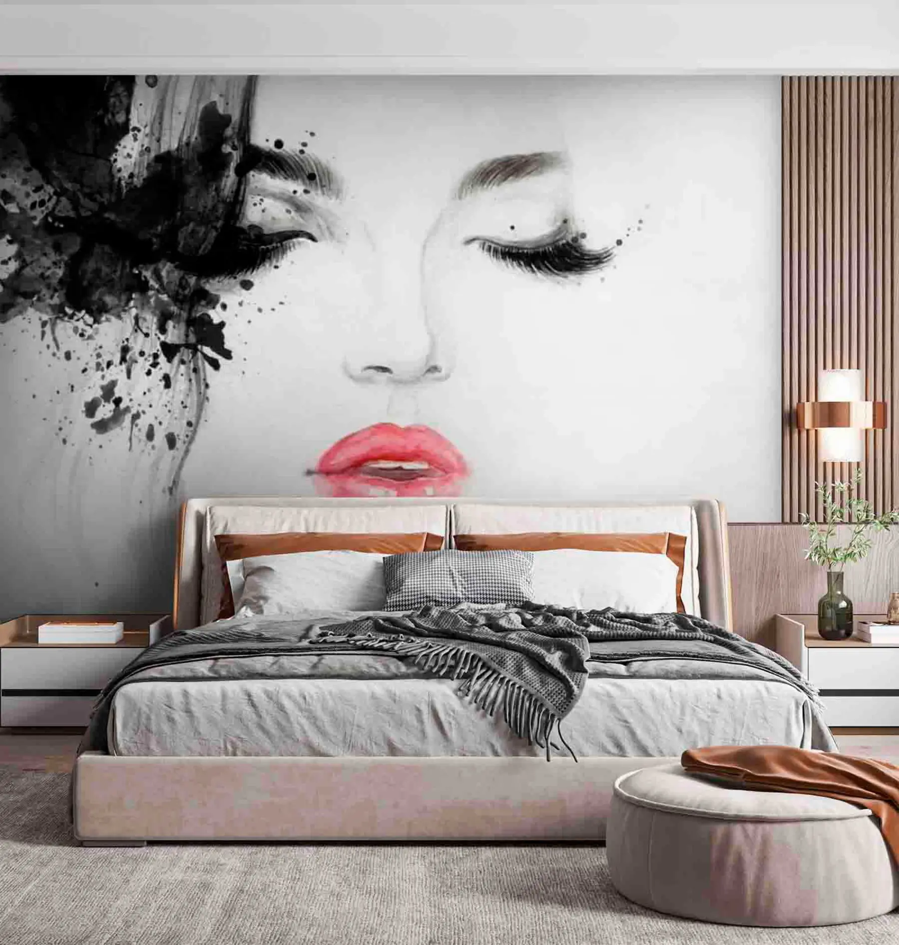 wall murals Lip, hairstyle and eyebrow u64139