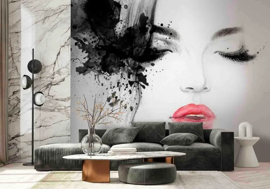 wall murals Lip, hairstyle and eyebrow u64139
