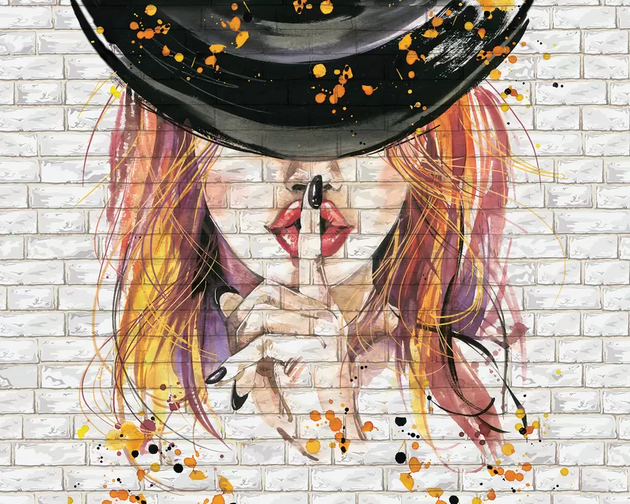 wall murals Girl with watercolors u67648