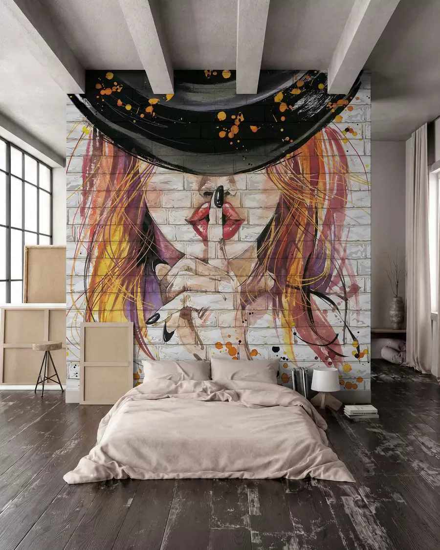 wall murals Girl with watercolors u67648