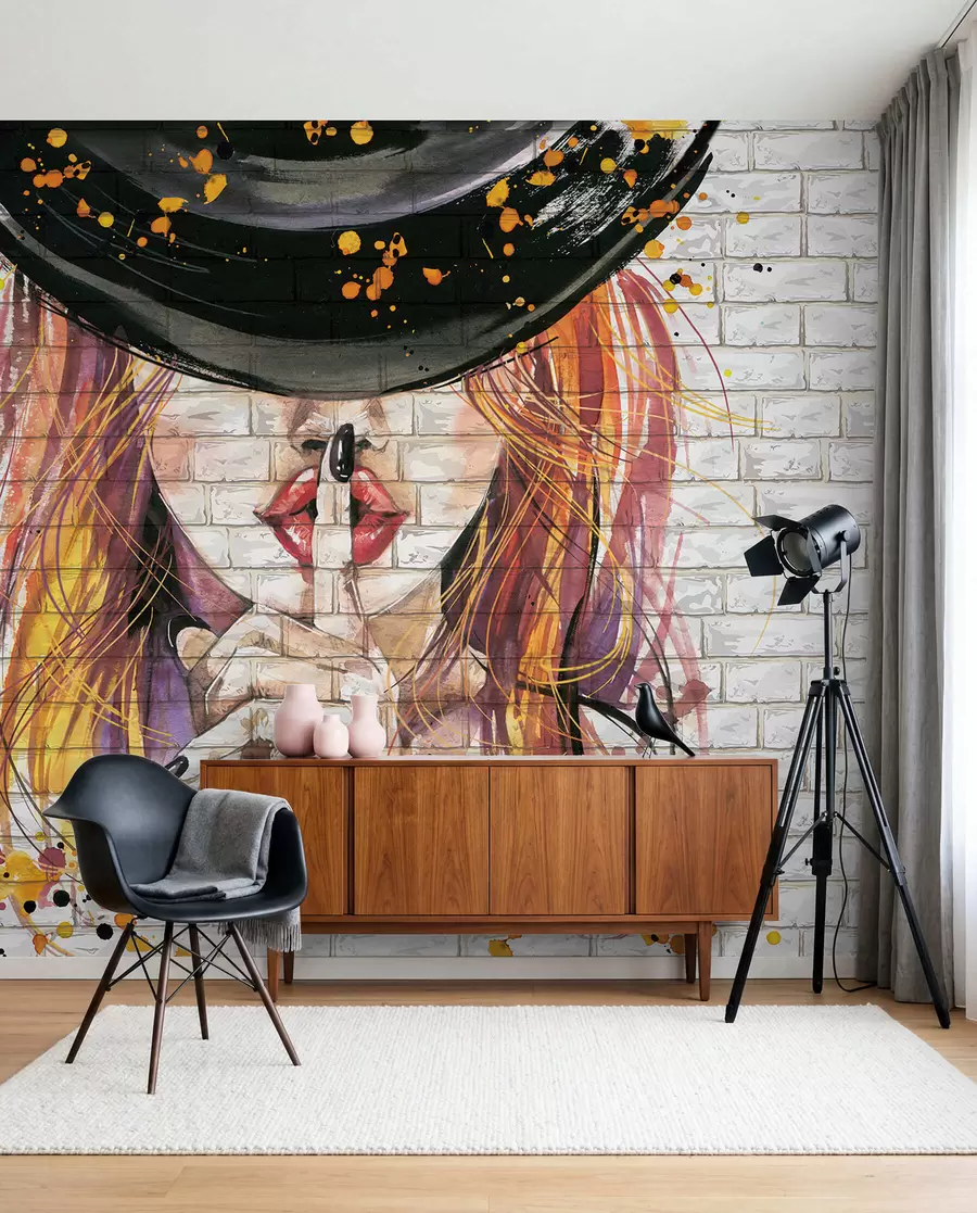 wall murals Girl with watercolors u67648