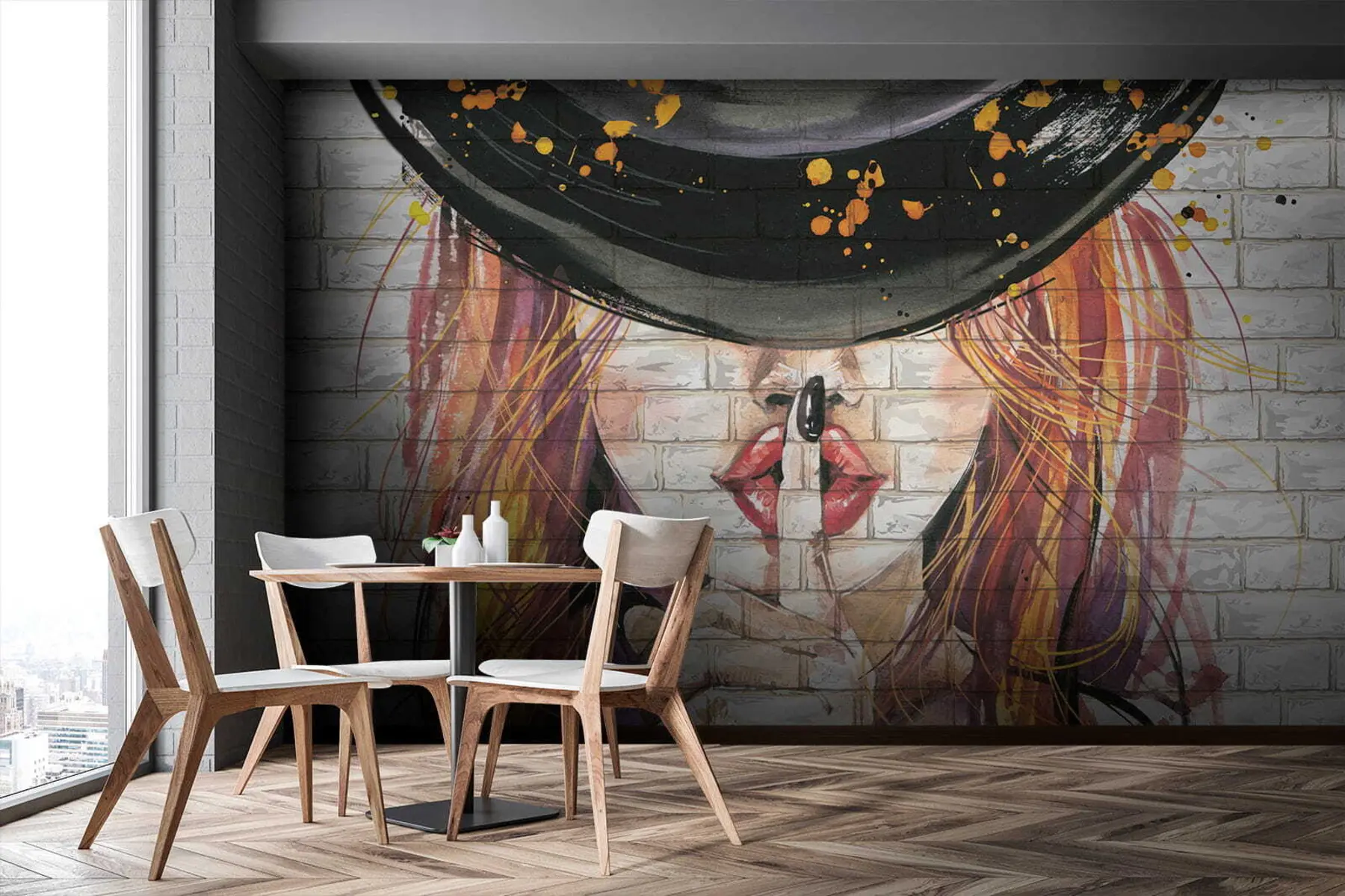 wall murals Girl with watercolors u67648