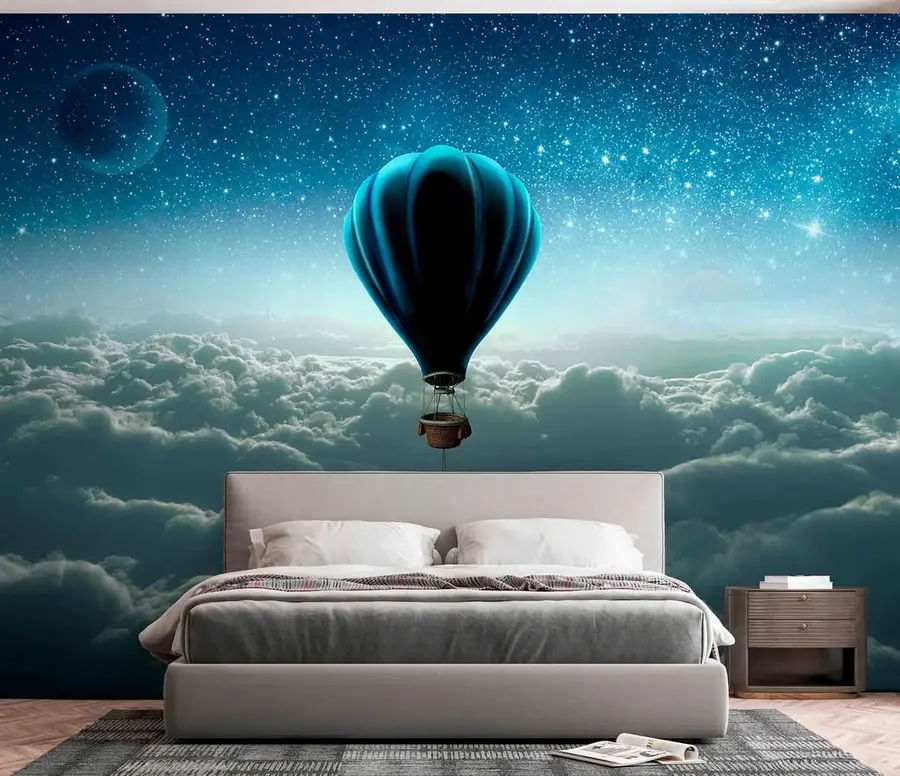 wall murals Hot air balloon on the background of the night sky u70538