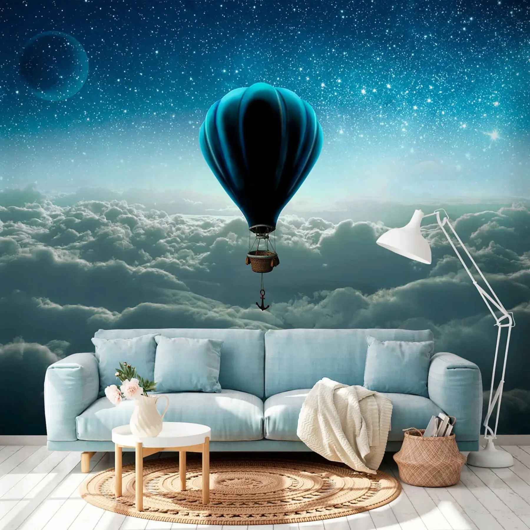 wall murals Hot air balloon on the background of the night sky u70538