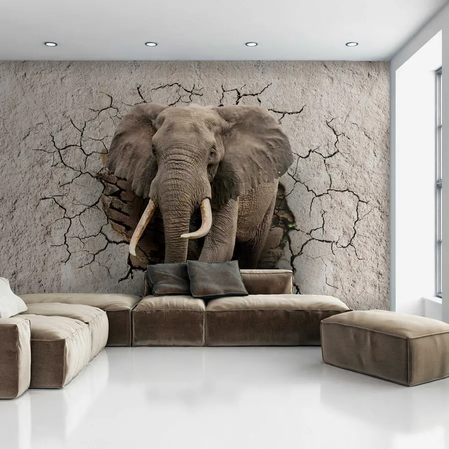 wall murals Elephant breaks through the wall u77854