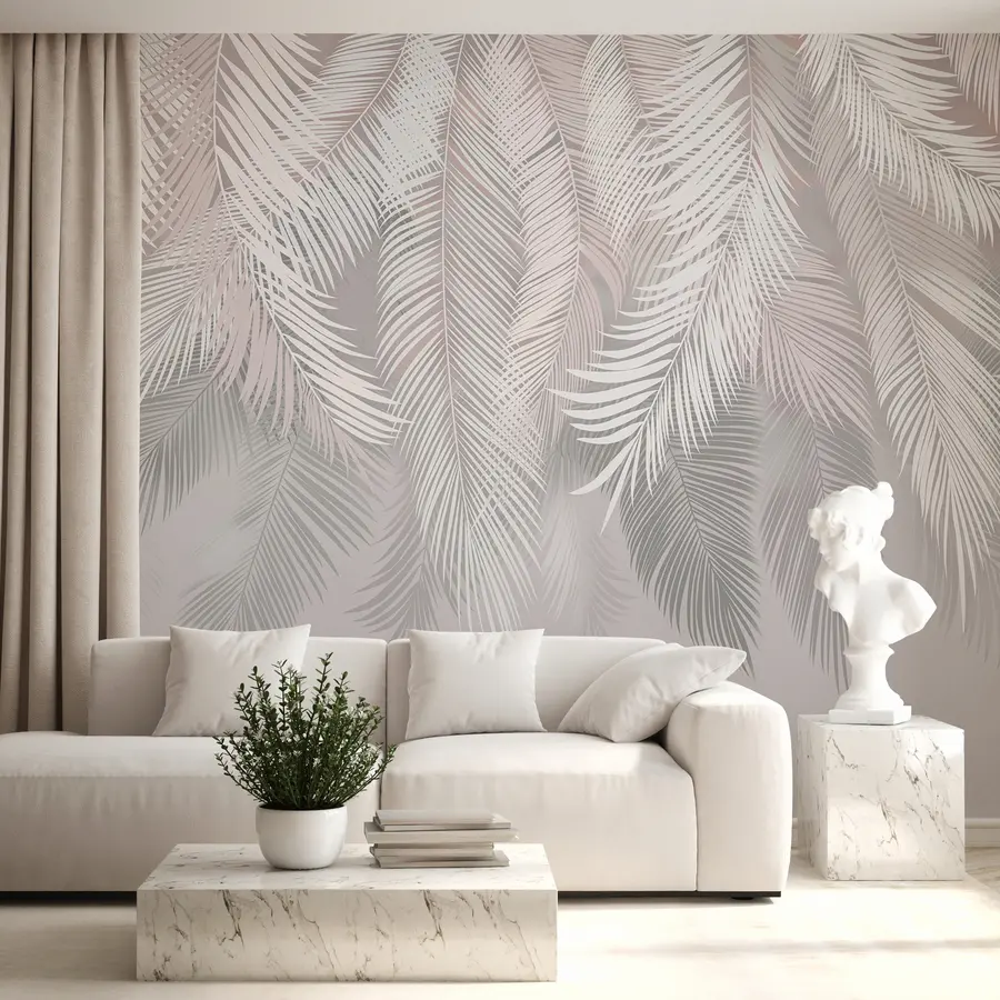 wall murals Gray palm leaves u48556
