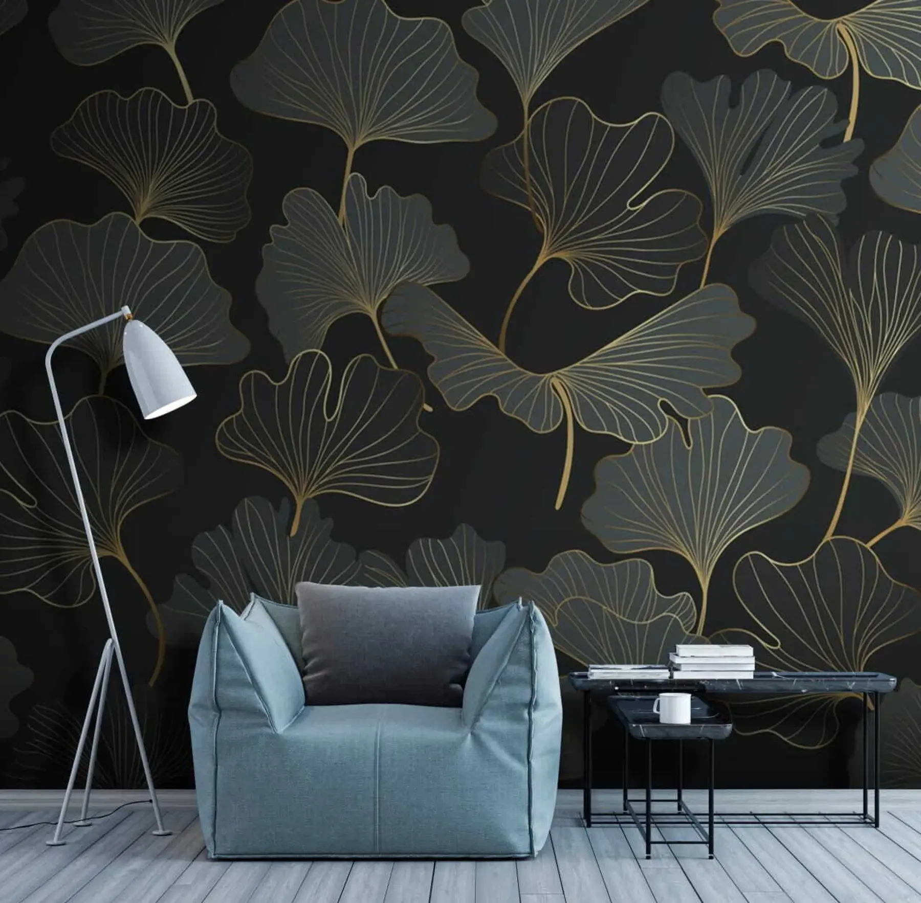 wall murals Ginkgo leaves in the art deco style u53248