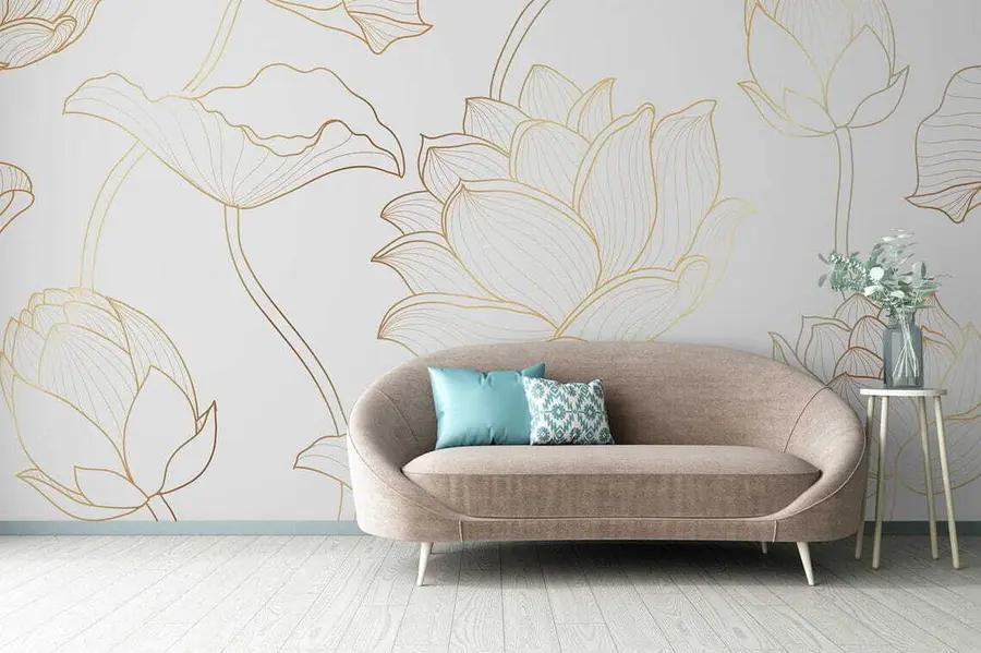 wall murals Lotus line art u58166
