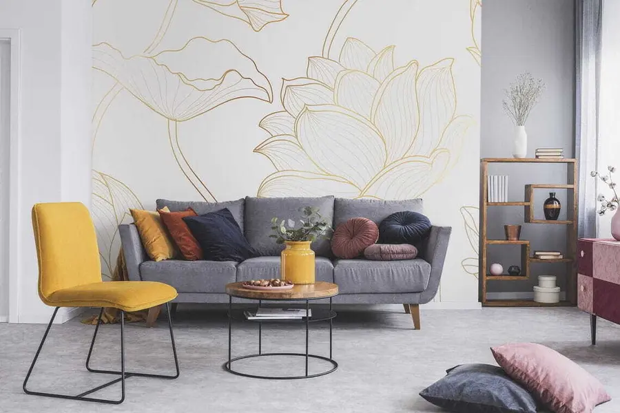 wall murals Lotus line art u58166
