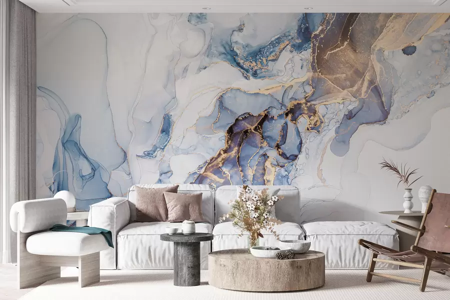 wall murals White blue marble, fluid u70767