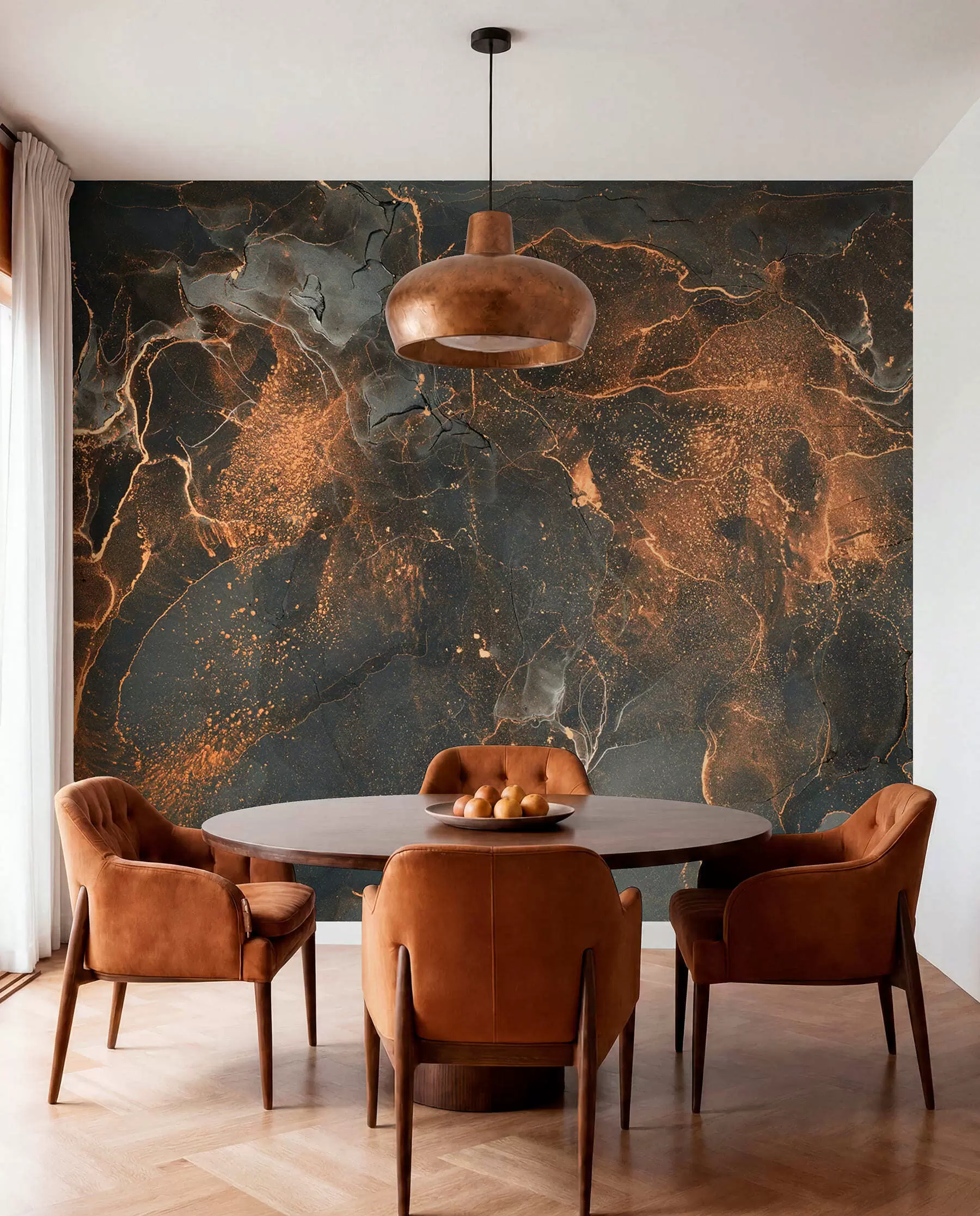 wall murals Copper Veins on Charcoal u71177