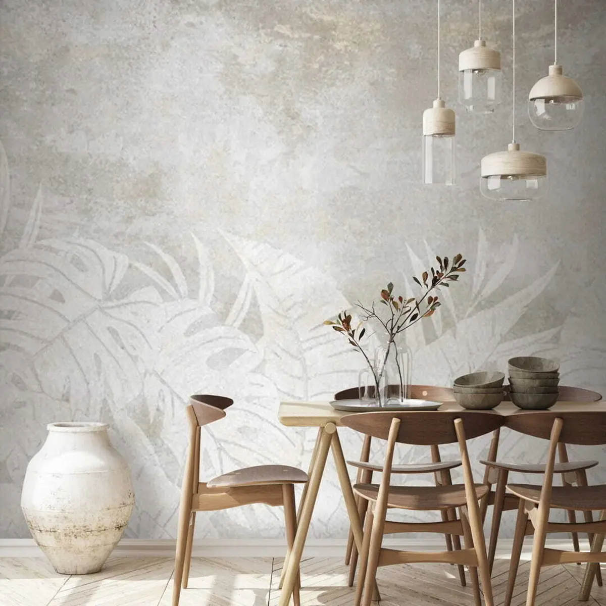 wall murals Palm leaves in gray tones u71245