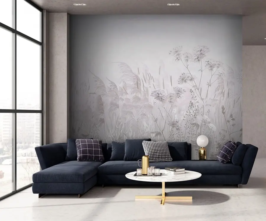 wall murals Grey-beige wildflowers u00104v2