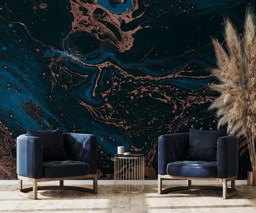 wall murals Blue liquids, marble effect u71439