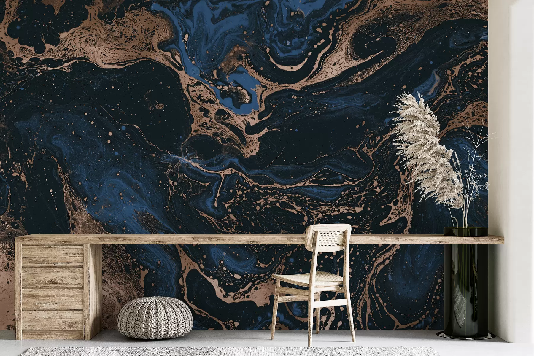 wall murals Blue liquids, marble effect u71439