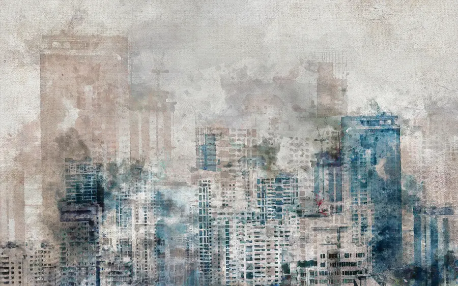 wall murals Watercolor city, canvas u20070