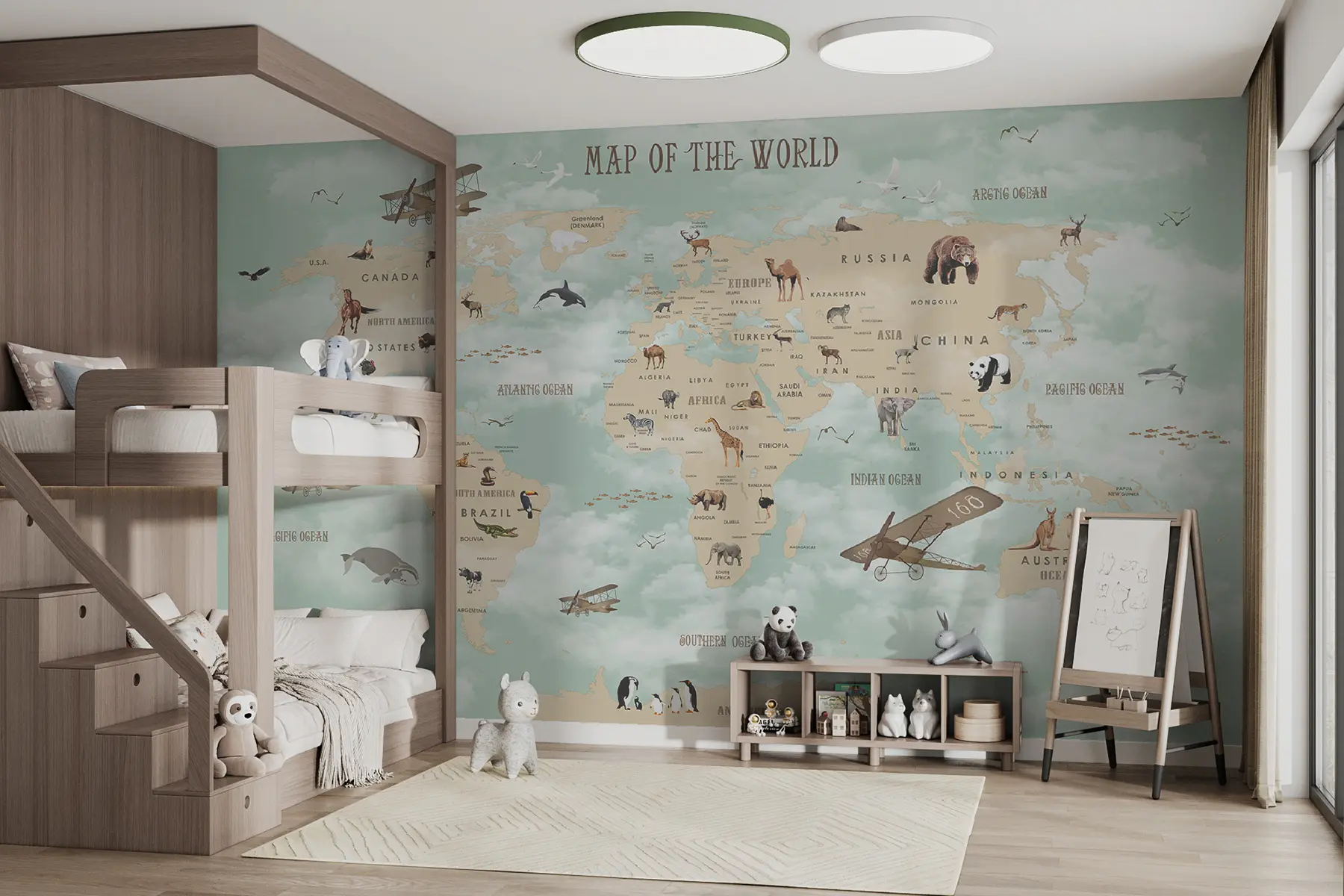 wall murals Children's world map u25042