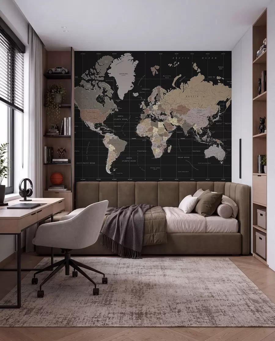wall murals Detailed map of the world u99477