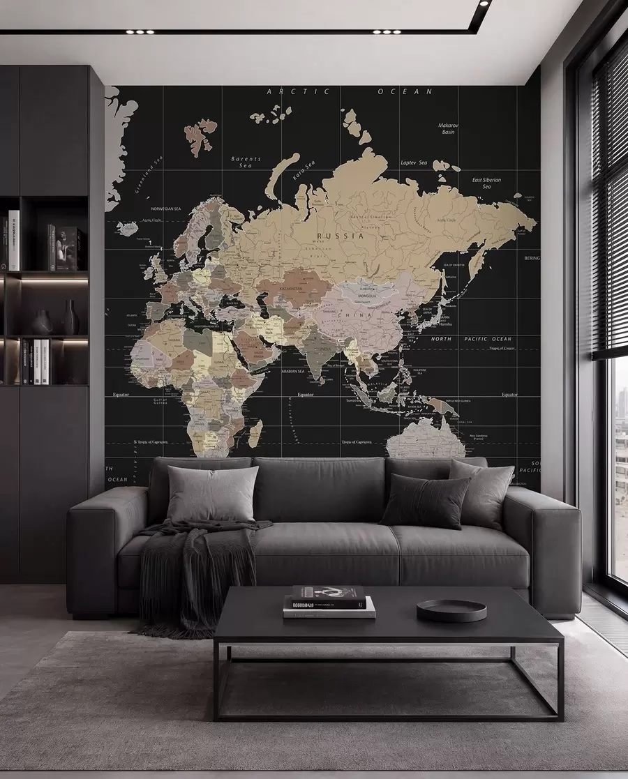wall murals Detailed map of the world u99477