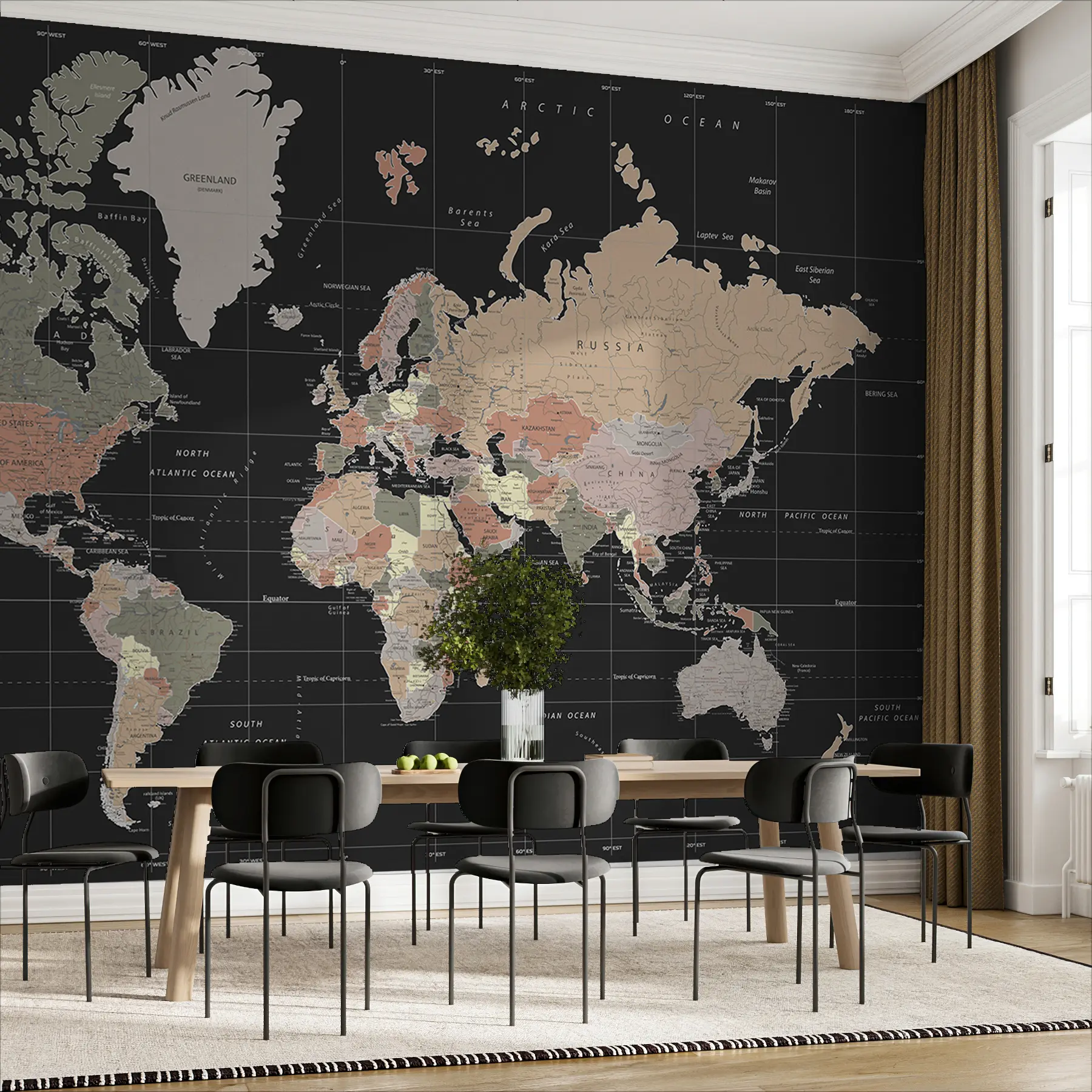 wall murals Detailed map of the world u99477