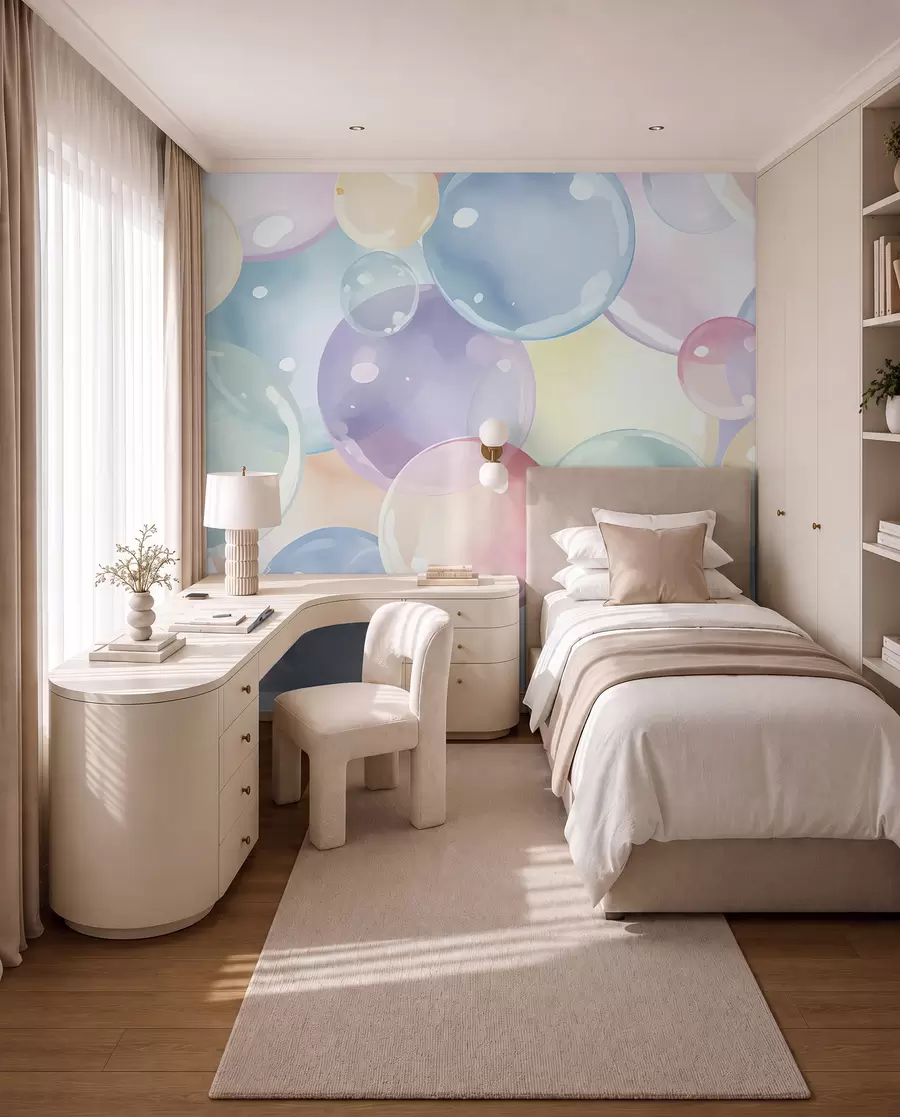 wall murals Bubbles in pastel colours u99730