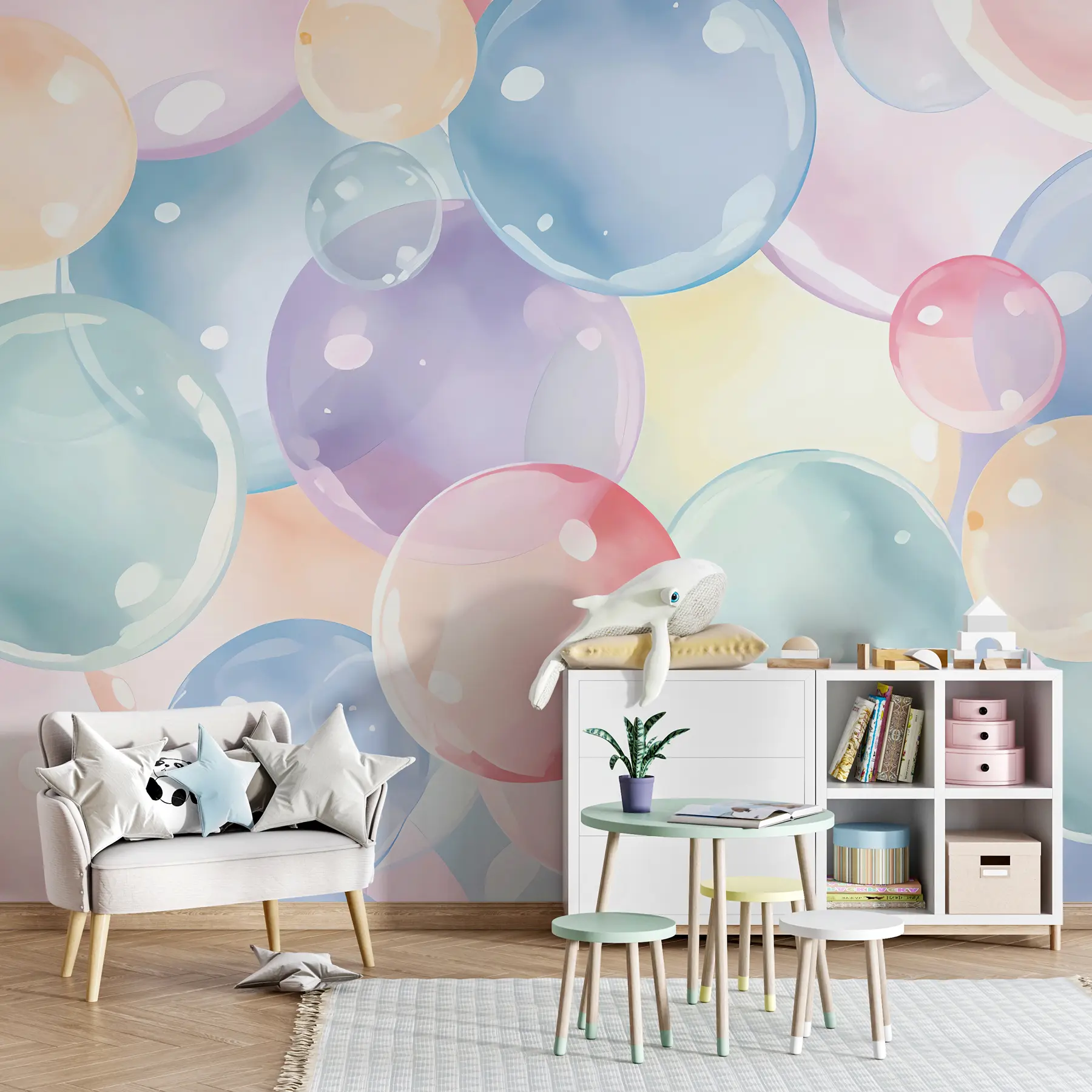 wall murals Bubbles in pastel colours u99730