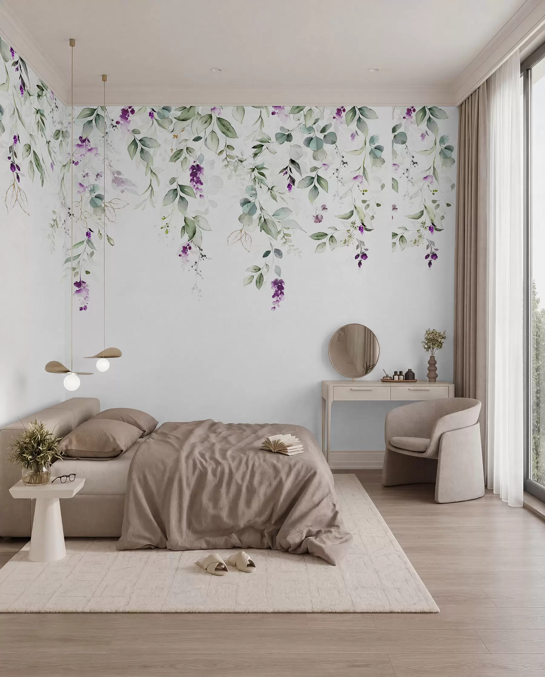 wall murals watercolour composition with lavender flowers u99687