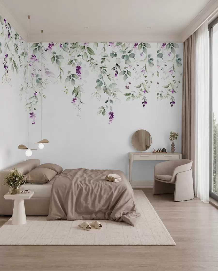 wall murals watercolour composition with lavender flowers u99687