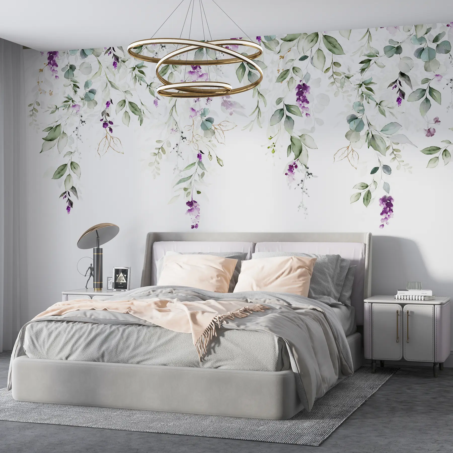 wall murals watercolour composition with lavender flowers u99687