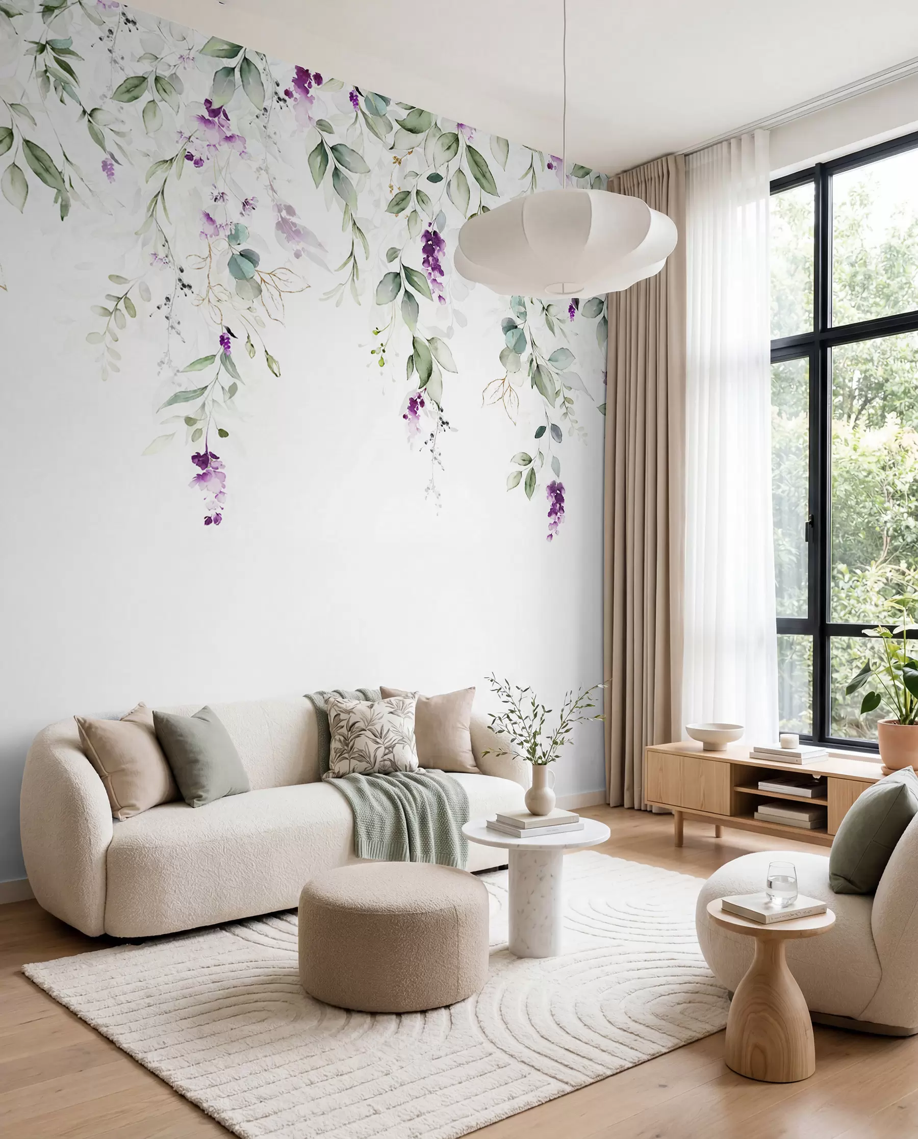 wall murals watercolour composition with lavender flowers u99687