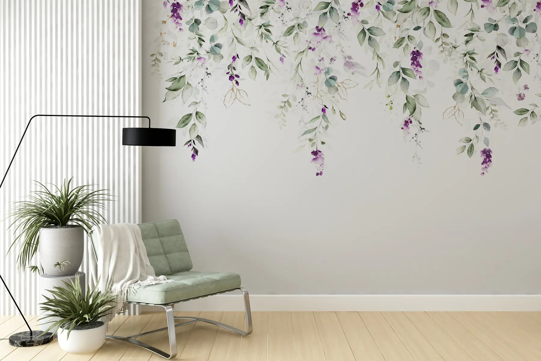wall murals watercolour composition with lavender flowers u99687