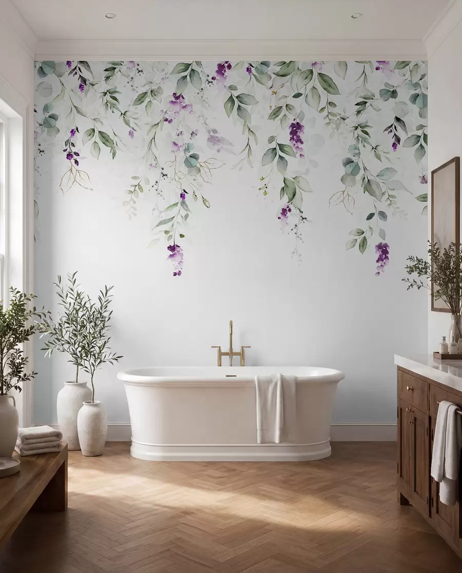 wall murals watercolour composition with lavender flowers u99687
