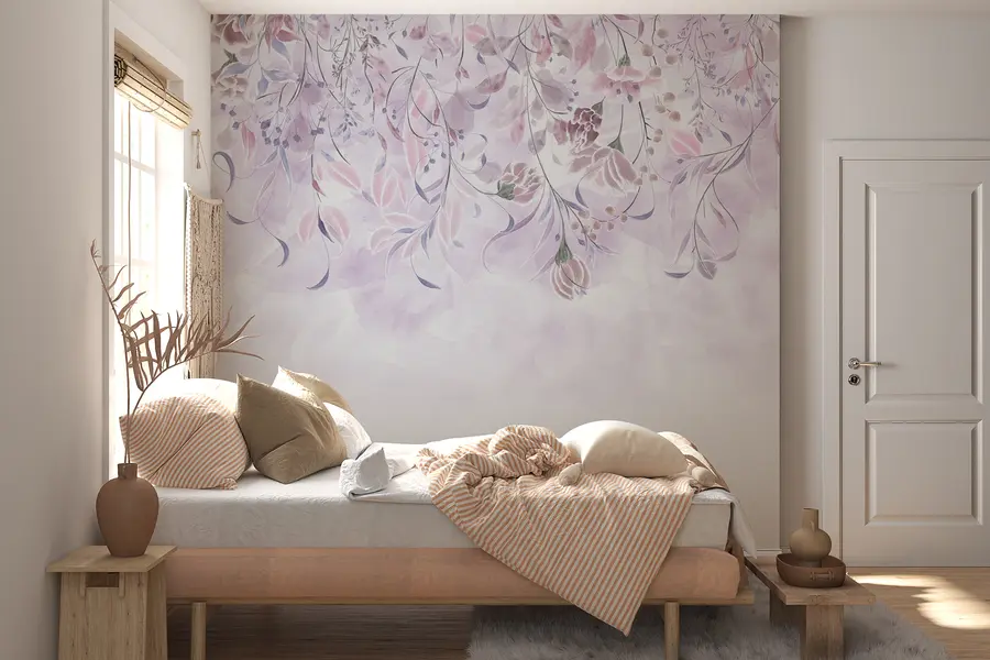 wall murals Delicate flowers in purple colours w00072