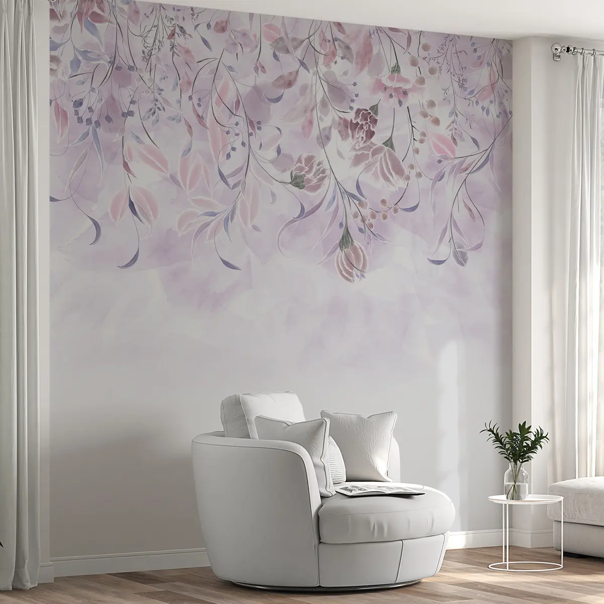 wall murals Delicate flowers in purple colours w00072
