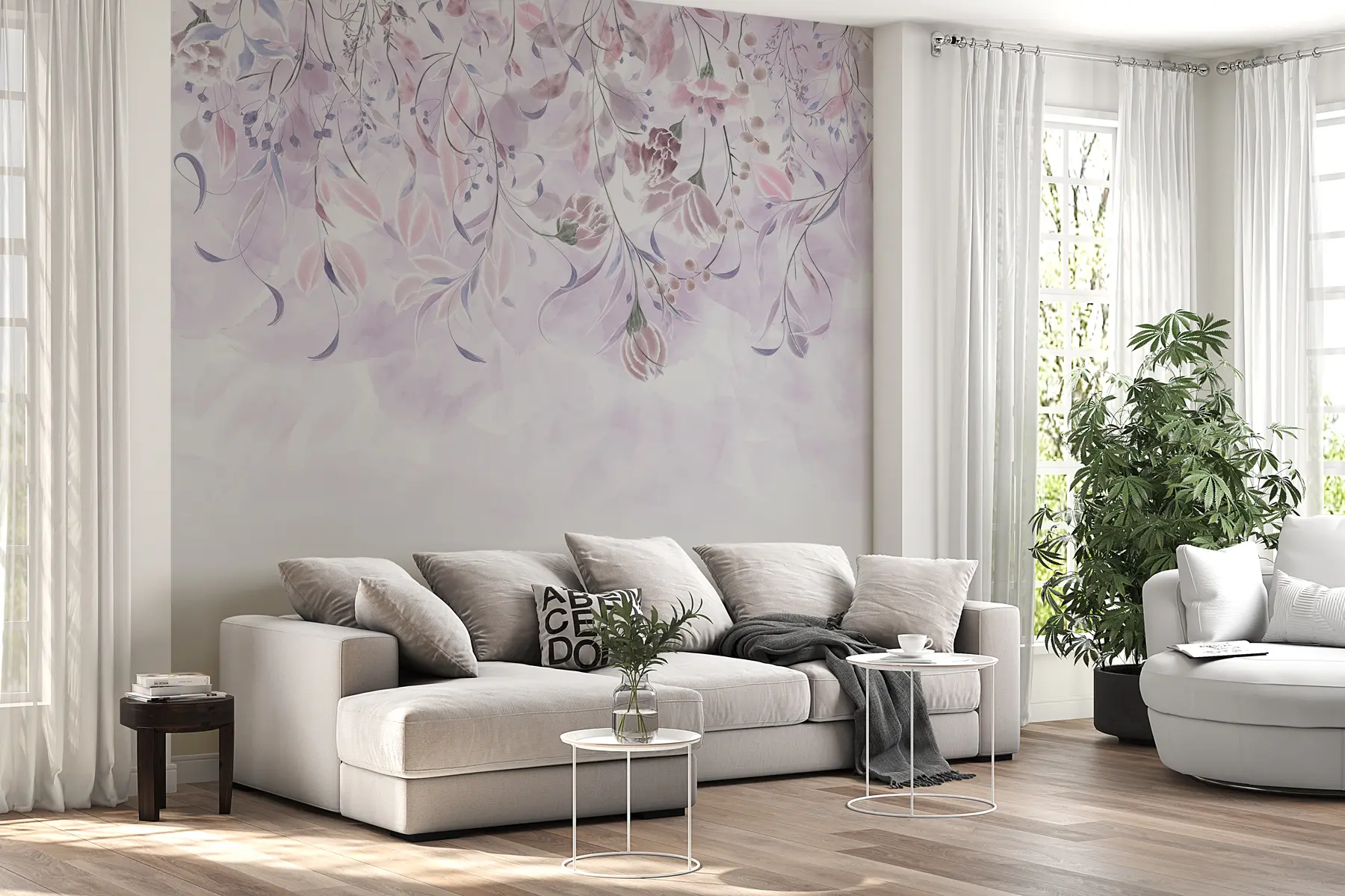 wall murals Delicate flowers in purple colours w00072