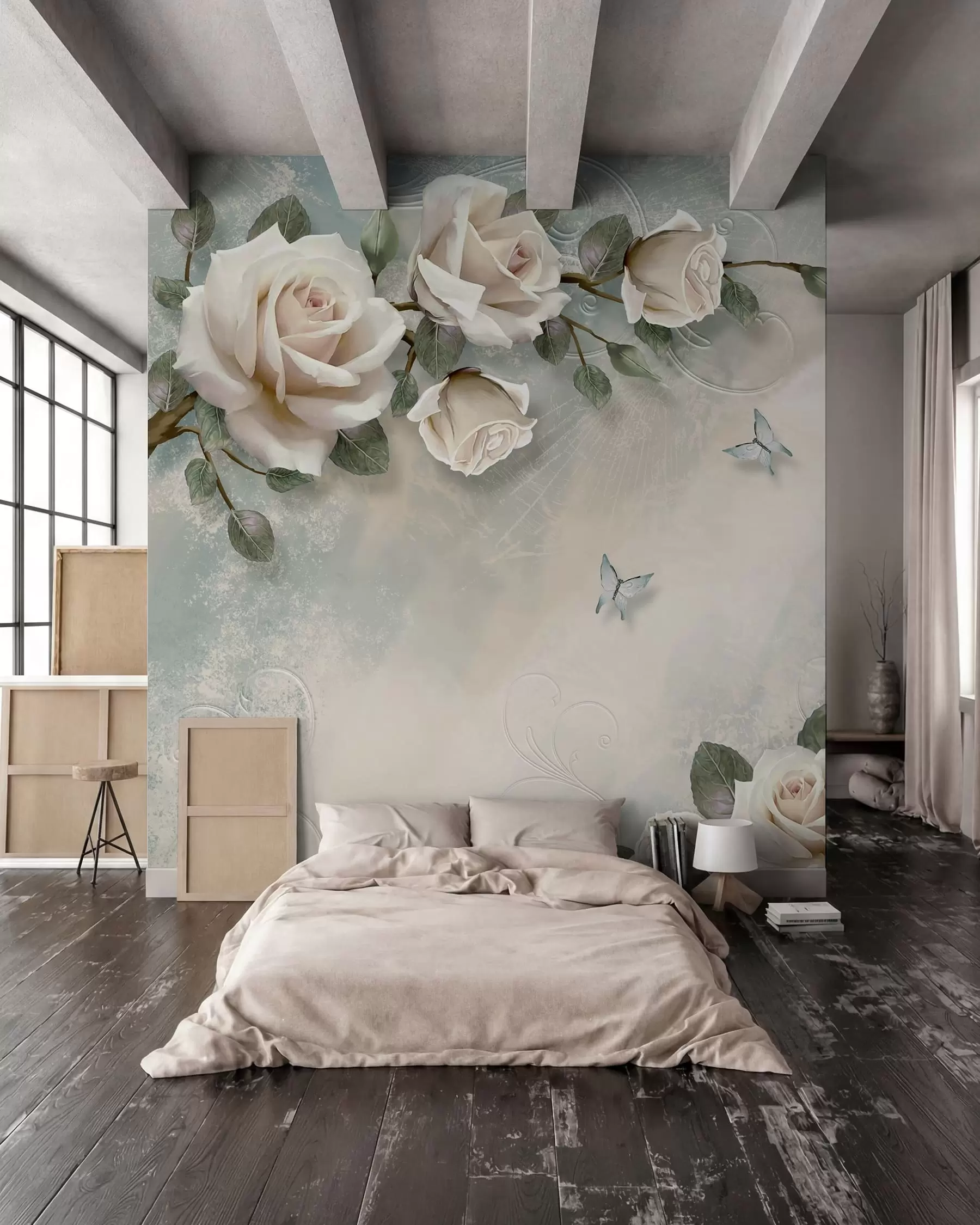 wall murals A branch of the cream rose u31353d1