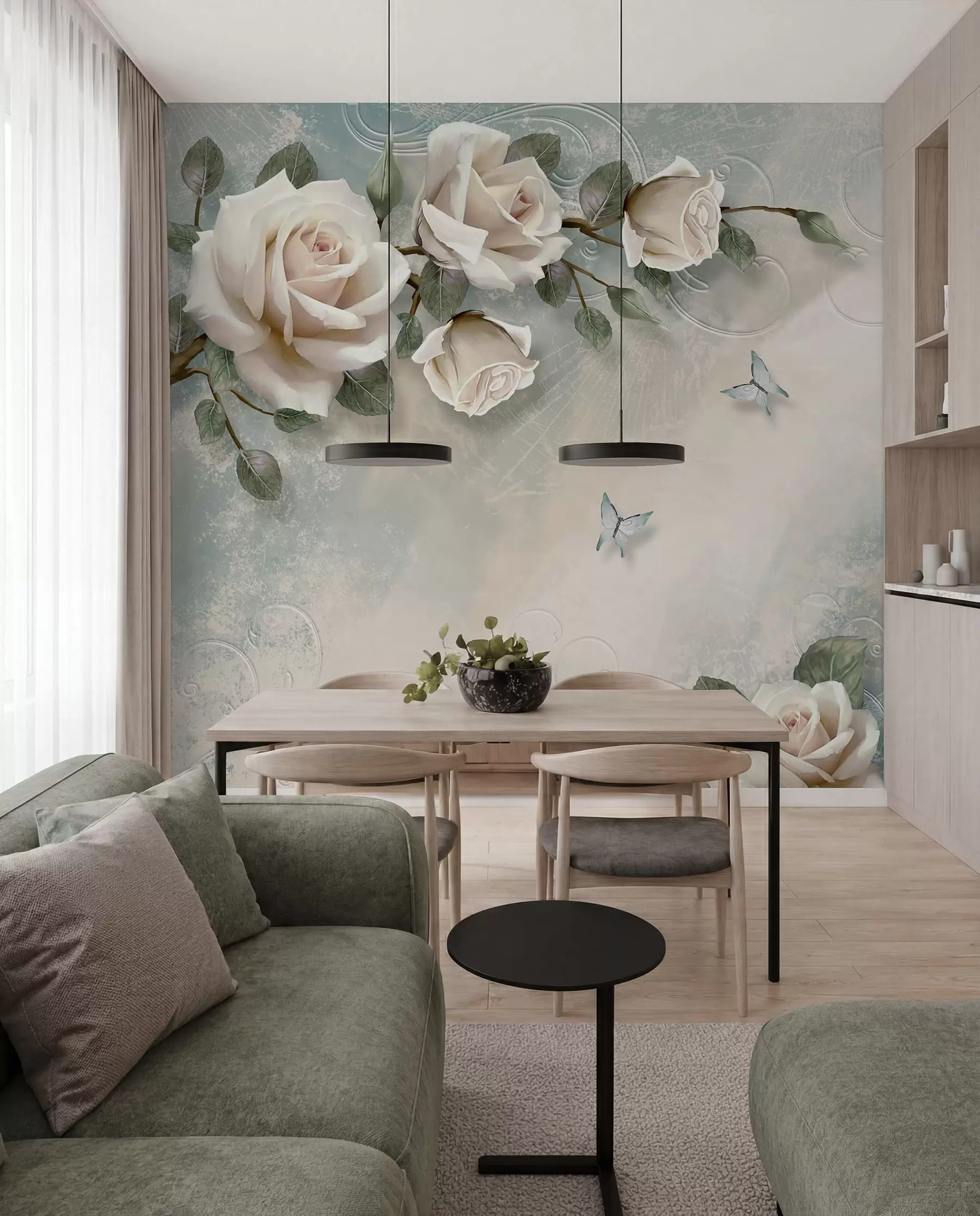 wall murals A branch of the cream rose u31353d1