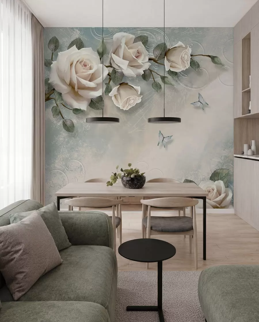 wall murals A branch of the cream rose u31353d1