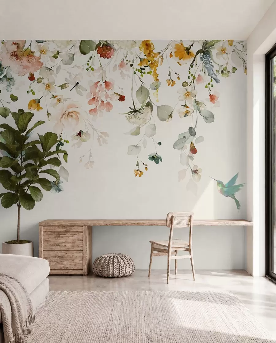 wall murals Flowers and hummingbirds u59610d2