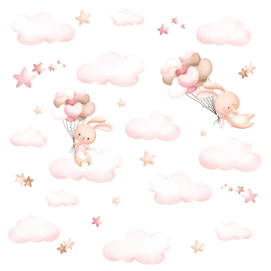 wall murals Cute rabbit and balloons u95399d1
