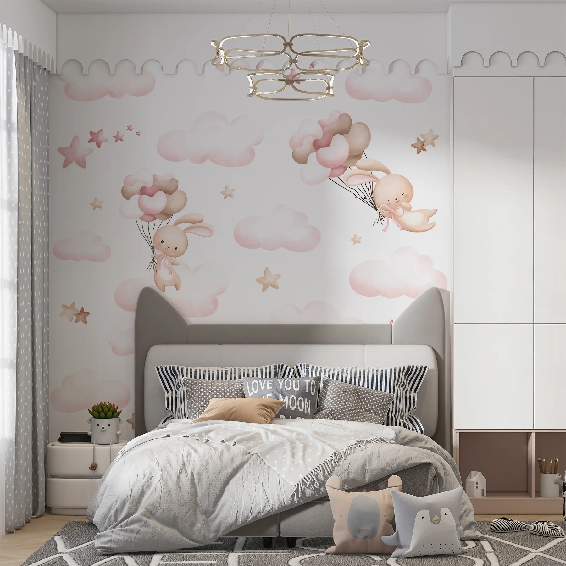 wall murals Cute rabbit and balloons u95399d1