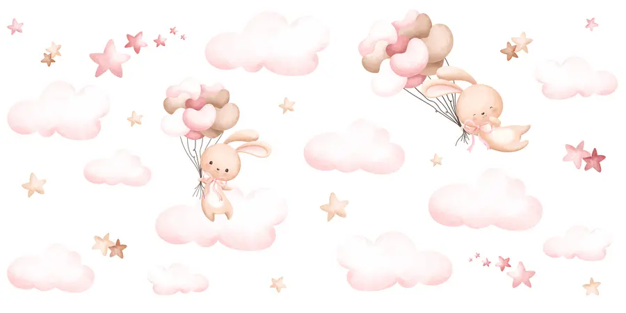 wall murals Cute rabbit and balloons u95399d2