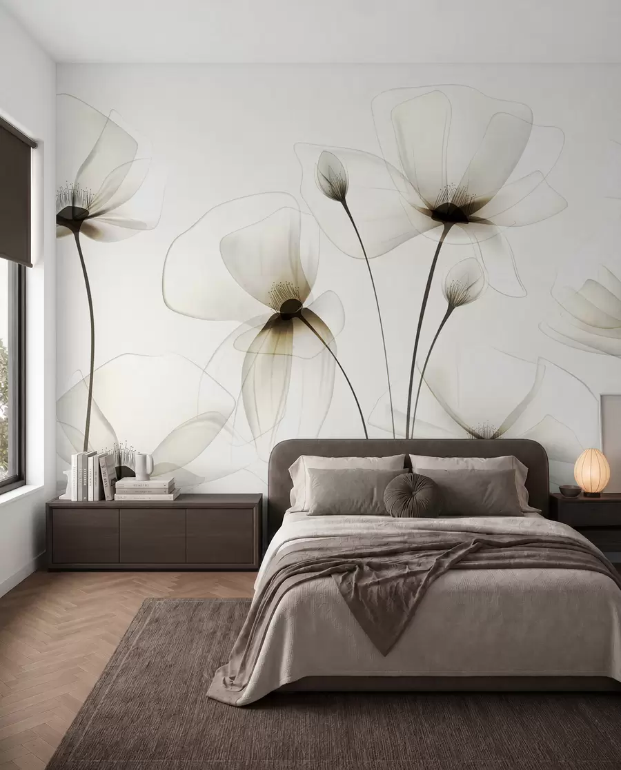 wall murals Transparent watercolour flowers w00143