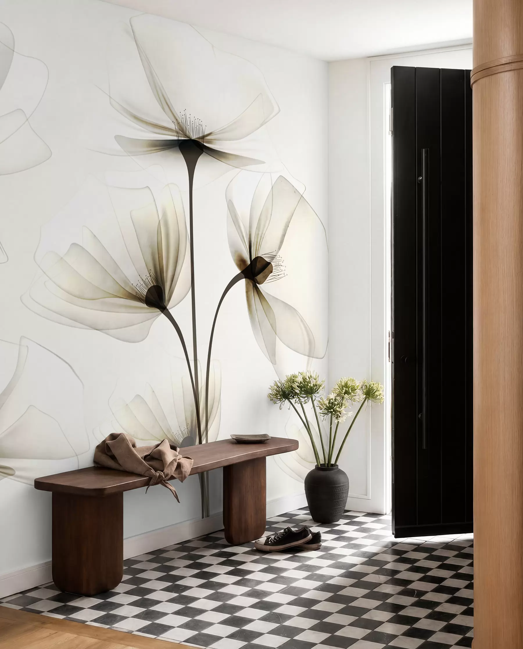 wall murals Transparent watercolour flowers w00143