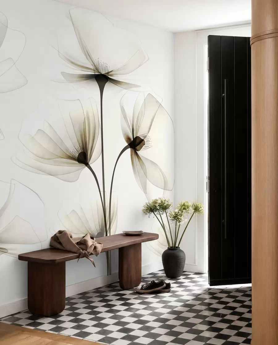 wall murals Transparent watercolour flowers w00143