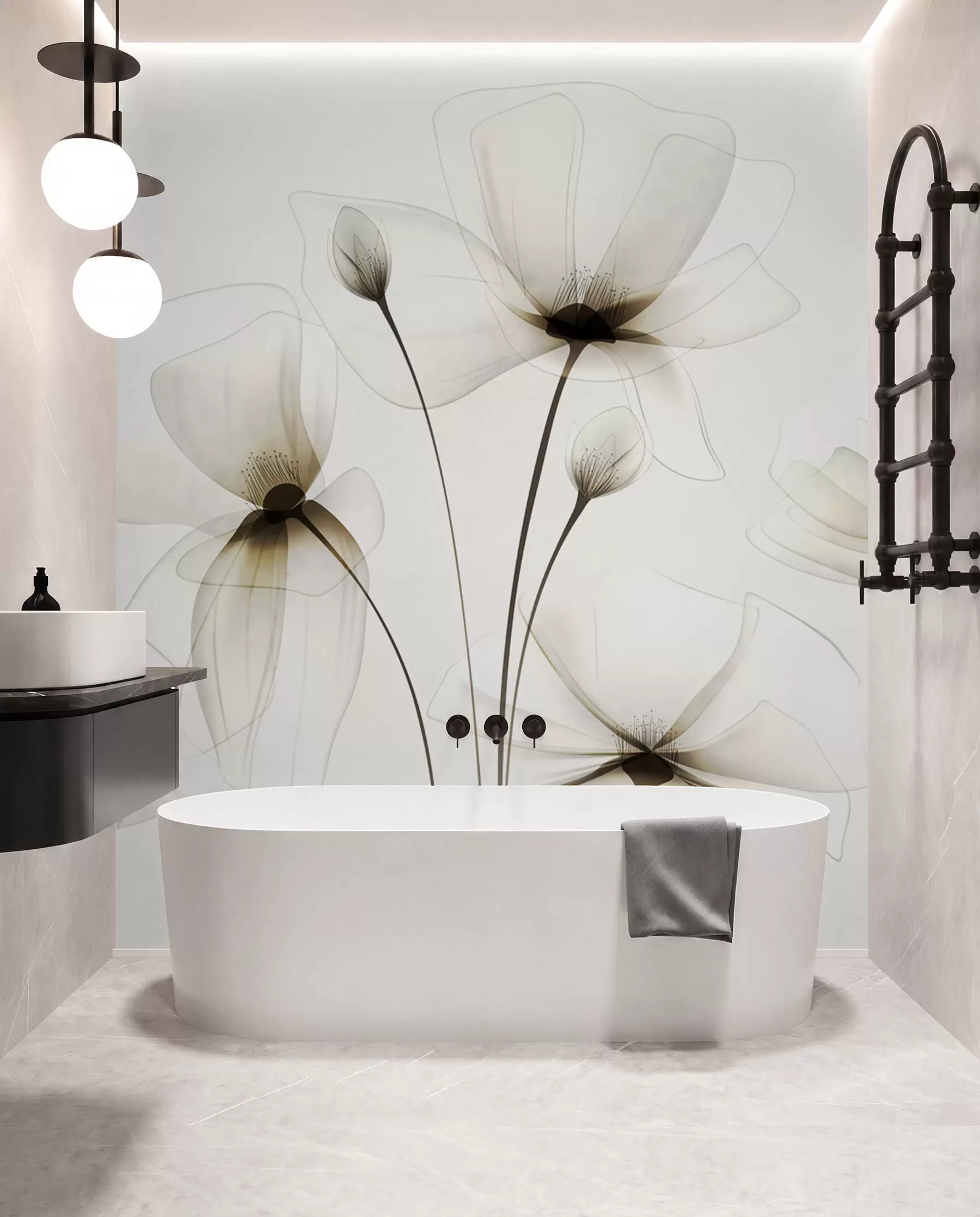 wall murals Transparent watercolour flowers w00143
