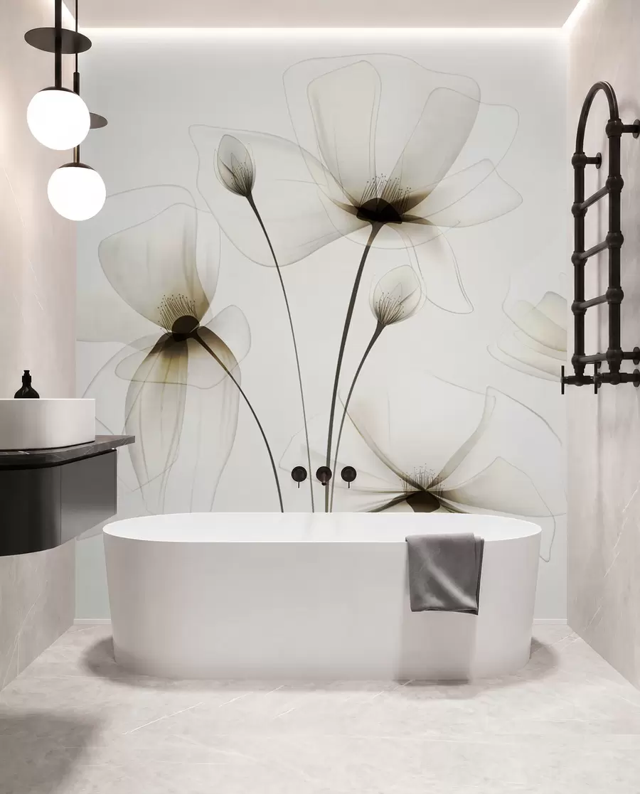 wall murals Transparent watercolour flowers w00143