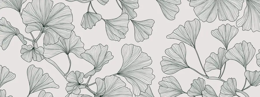 wall murals Lily ginkgo grey background w00328v2